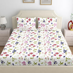 100% Cotton Double Bedsheet With 2 Pillow Covers - Size - 88 X 94 Inches, Multicolor | Breathable Fabric & Skin Friendly | Comfortable Night Sleep