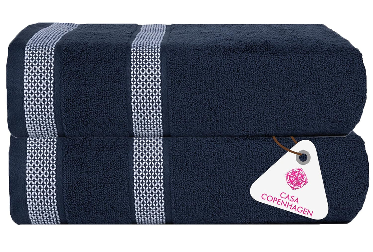 Casa Copenhagen Egyptian Cotton Exotic Hand Towel 400 Gsm (Navy)- 2 Pcs
