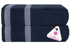 Casa Copenhagen Egyptian Cotton Exotic Hand Towel 400 Gsm (Navy)- 2 Pcs