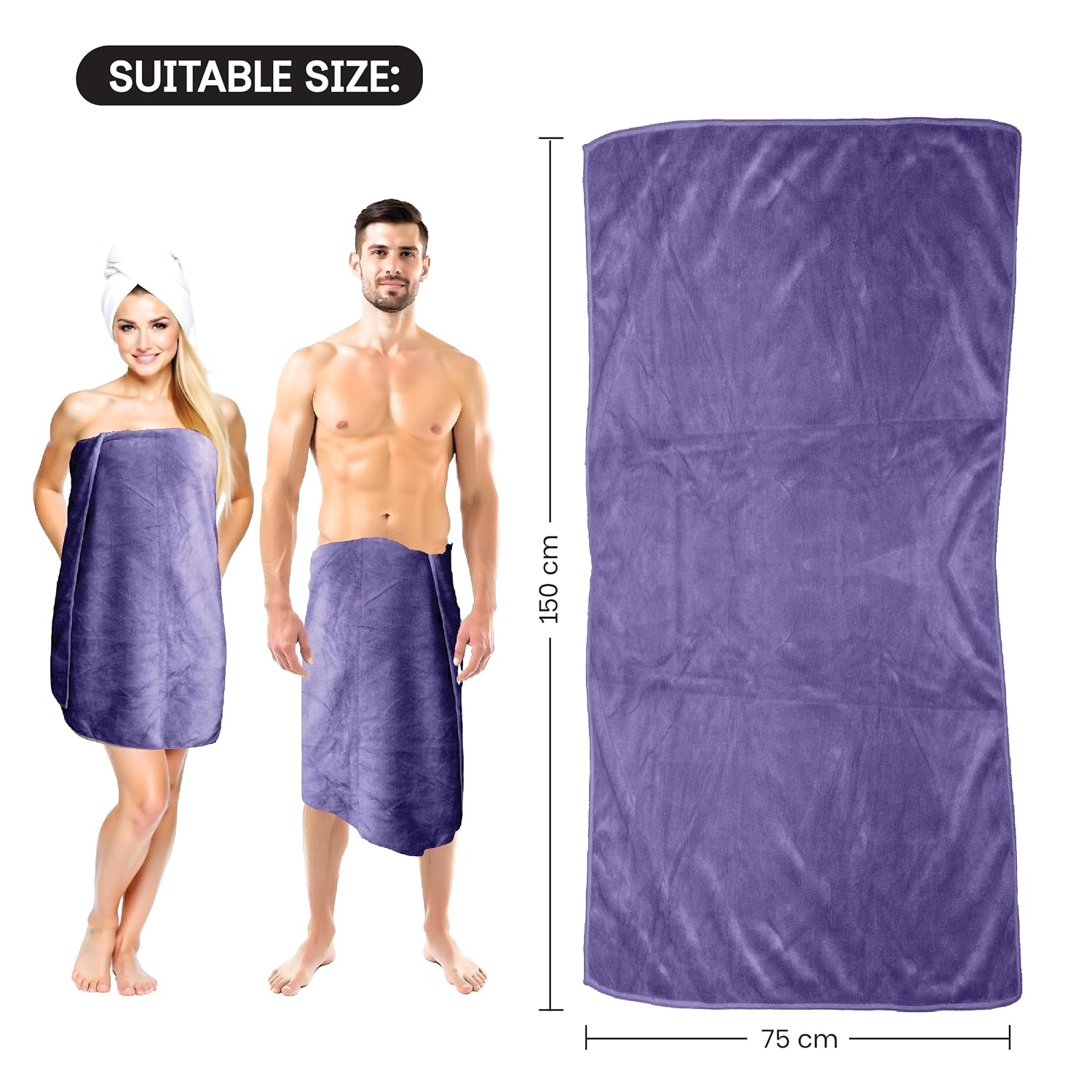Housse Premium Microfiber Bath Towel 550 Gsm | Extra Large Quick Dry Towels For Women & Men | Super Soft Plush | Ultra Absorbent For Home Swimming Sports & Travel (Cadet)