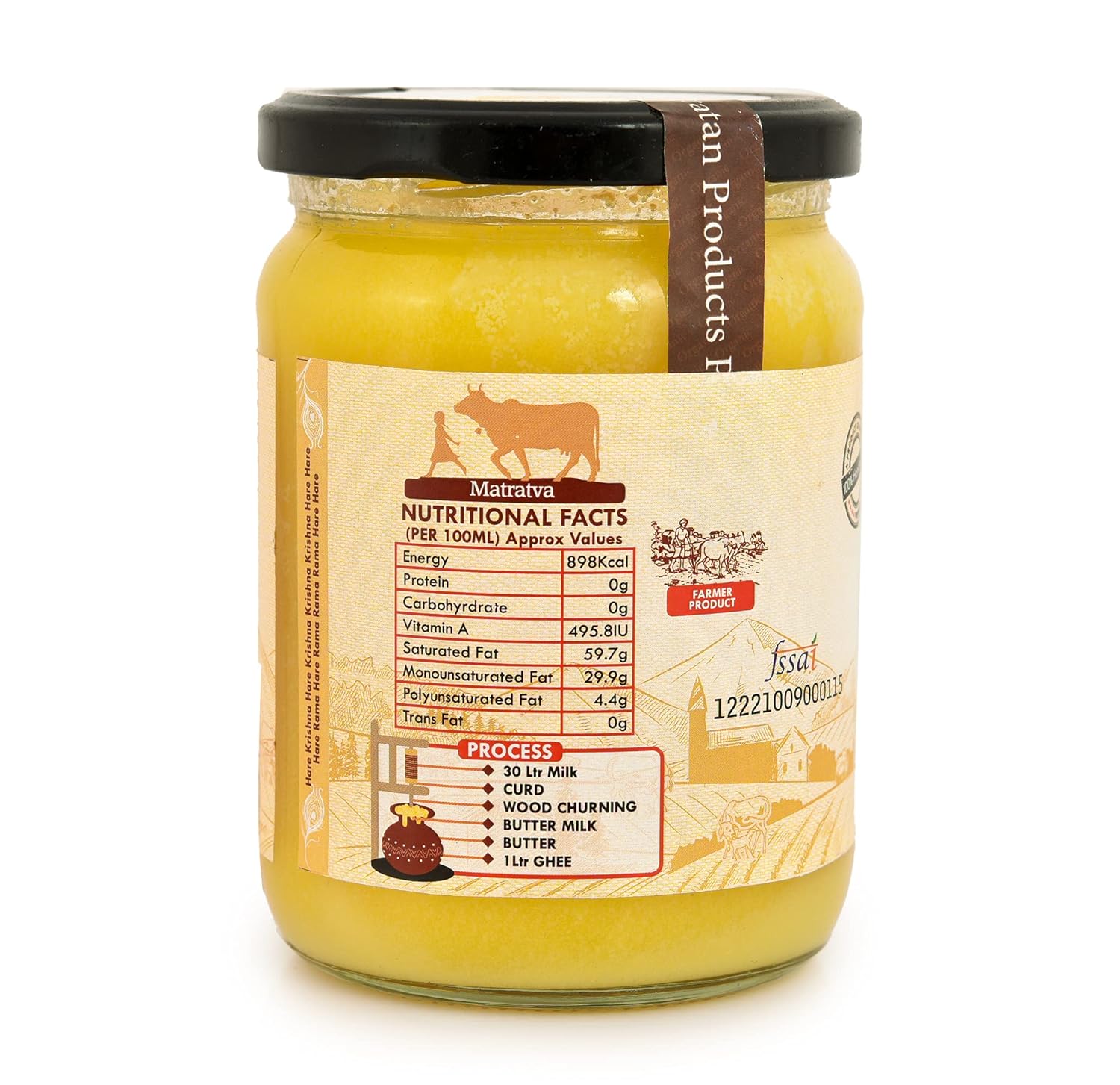 Organic Natural Desi Gir Cow A2 Ghee By Matratva | Naturally & Healthy Pure Cow Ghee Perfect For Bones Health | (500ml) 16.9 Ounce | Jar Pack