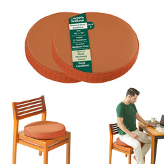 Round Chair Cushion Pad, Memory Foam Pillow, Seat Cushion, Brown, Standard Size - 16 Inch | Height 3 Inch, High-Resilience Pillow, Hip Support & Back Pain Relief | Sitting Pillow - Set Of 2