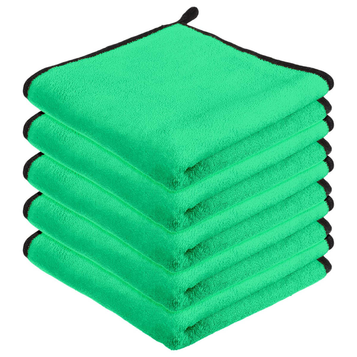 Kuber Industries Cleaning Towel 750 Gsm | Reusable Cleaning Cloths For Kitchen, Duster & Home Cleaning With Hanging Loop - Pack Of 5 (Green)