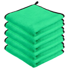 Kuber Industries Cleaning Towel 750 Gsm | Reusable Cleaning Cloths For Kitchen, Duster & Home Cleaning With Hanging Loop - Pack Of 5 (Green)