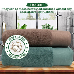 Rangoli 100% Cotton Martin Bath Towels 1100 Gsm | Quick Dry, Ultra Soft, Highly Absorbent Printed Hand Towel For Men & Women Luxury & Highly Absorbent Towels - Turquise & Blugrn (Set Of 2)