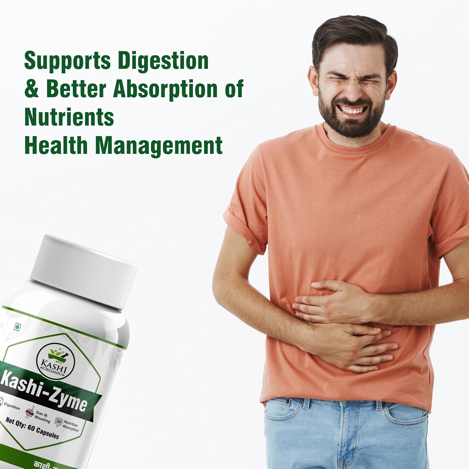 Kashi Organic Kashi Zyme - Digestive Health Help For Enhanced Nutrient Absorption & Comfort | 60 Capsules, 100gm 0.2lbs