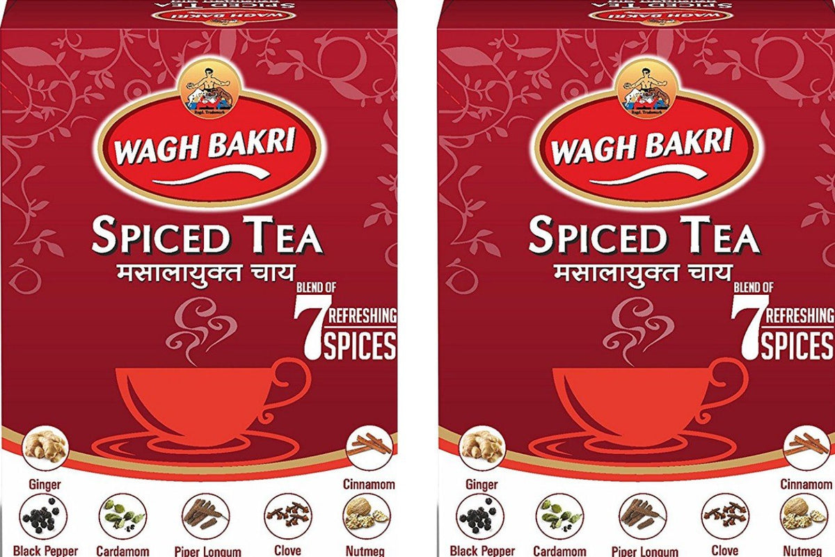 Wagh Bakri Premium Spiced Tea With 7 Refreshing Spices - Pack Of 2 X 250gm, 8.8 Ounce | Rich Color, Strong & Refreshing Taste, Awesome Aroma Chai Patti - Preservatives Free, Artificial Flavor Free