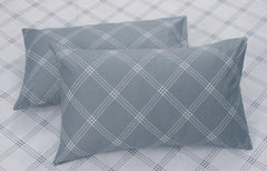 Single Bedsheet Cotton With 1 Pillow Cover - 55 X 88 Inches, White & Grey | Lightweight, Soft & Breathable - Perfect For Gifting On Weddings Bedsheet