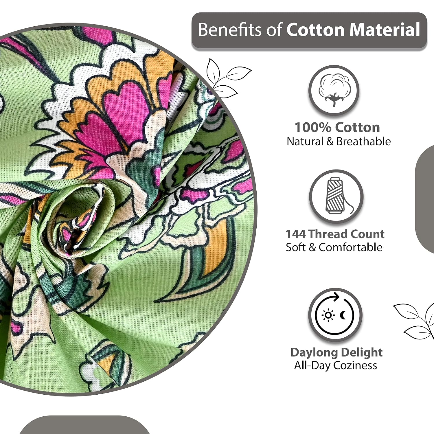 100% Cotton Double Bedsheet With 2 Pillow Cover - 87 X 100 Inches, Cream & Pink | Lightweight, Soft, Skin Friendly - Durable Bedsheets For Everyday Comfort