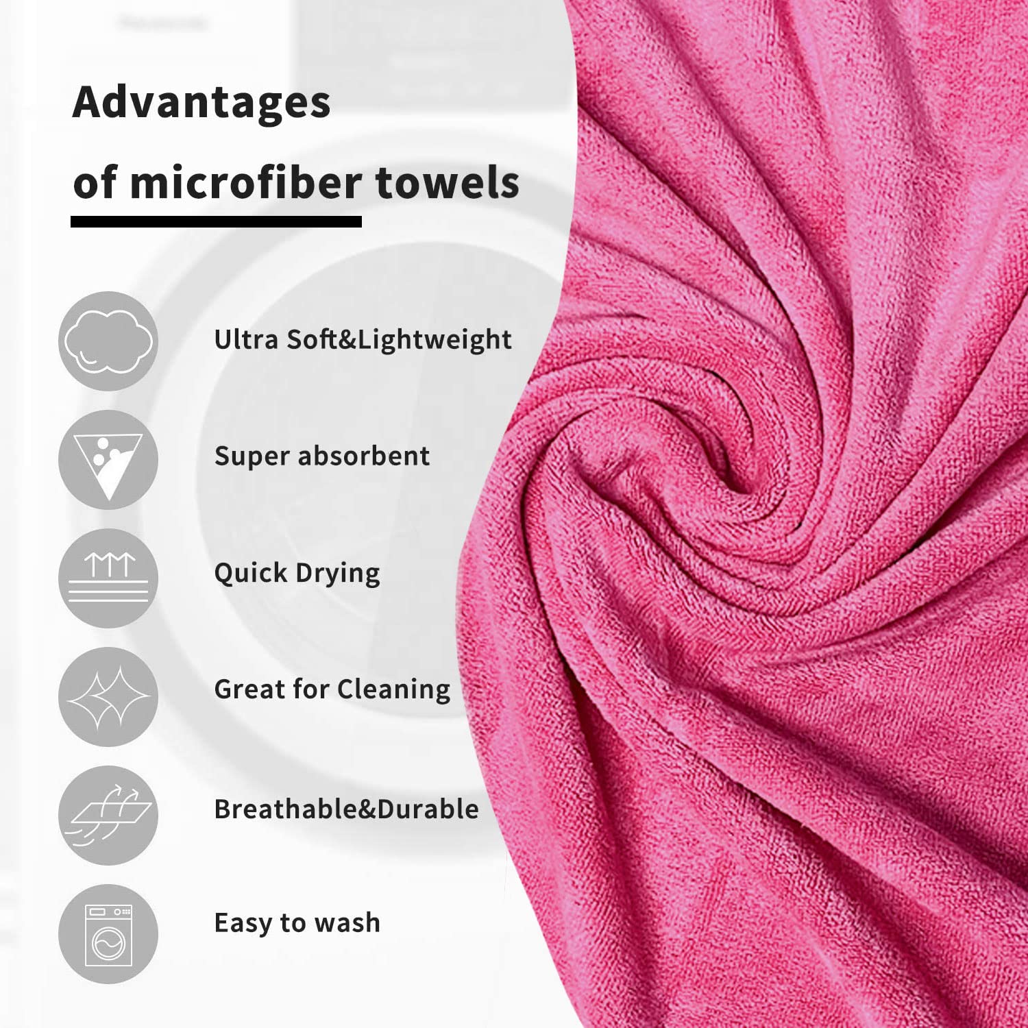 Sassoon Venir Microfiber Bath Towel 350 Gsm | Ultra Soft Material, Towel Medium Size For Women (Coral Pink)