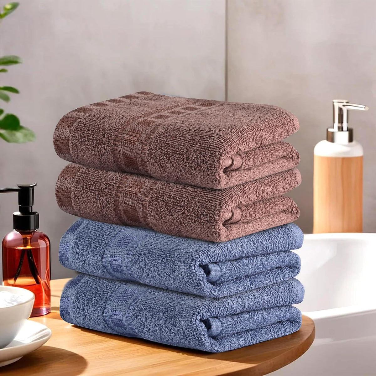 Kuber Industries Cotton Hand/Face Towels 800 Gsm | Easily Washable Workout Gym Napkins For Men (Dark Blue & Brown) - Pack Of 4