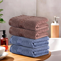 Kuber Industries Cotton Hand/Face Towels 800 Gsm | Easily Washable Workout Gym Napkins For Men (Dark Blue & Brown) - Pack Of 4