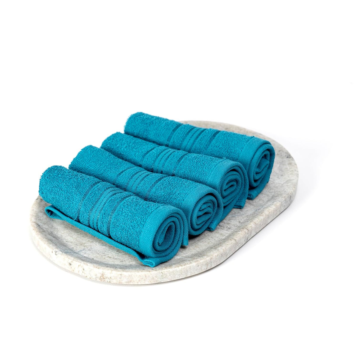 Akiko Home 100% Cotton Essential Series Face Towel 600 Gsm | Soft Absorbent & Durable Washcloth For Men & Women, Compact Travel Towel -Pack Of 4 (Teal)