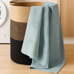 Haus & Kinder Maple Waffle Bath Towel 220 Gsm | Honeycomb Large Size Bathing Towels 100% Cotton Towel For Men & Women (Solid Bule)