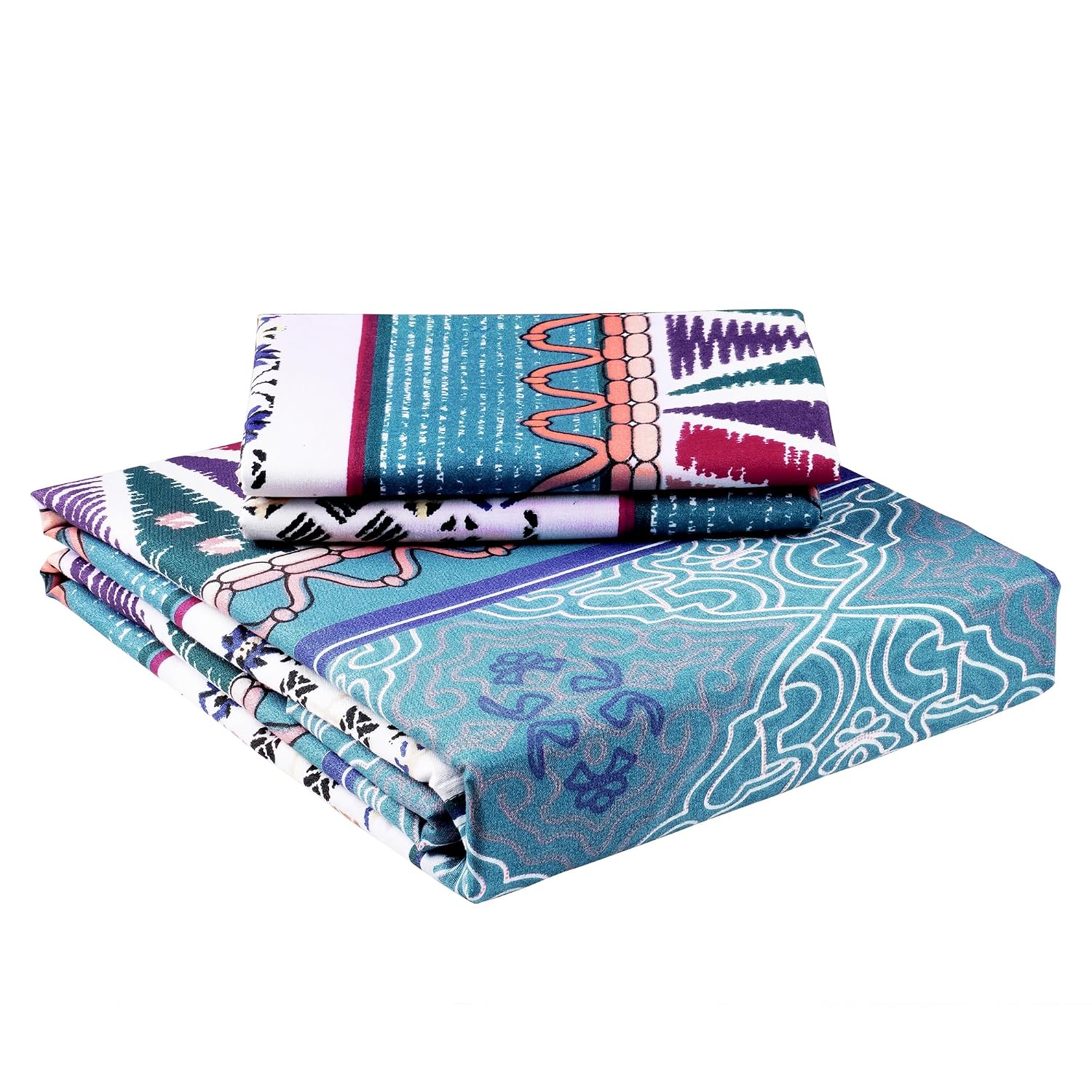Double Bedsheet With 2 Pillow Covers - Queen Size 88 X 98 Inches, Blue & White | Perfect For Home Decor & Gifting | 4 Pcs Bedding Set