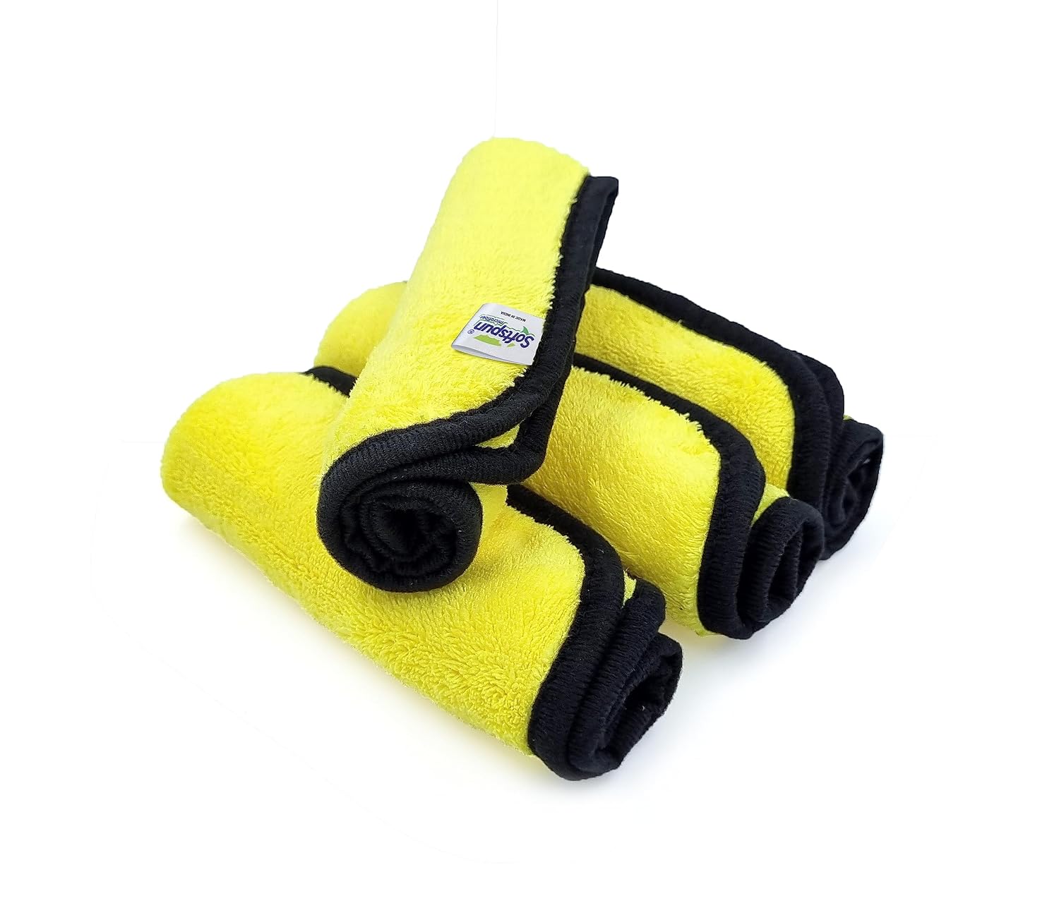 Softspun Microfiber Super Soft Hand & Face Wipes 300 Gsm Towel Set - 4 Piece (Yellow)
