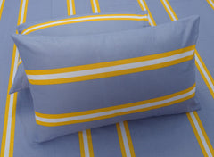 Bedsheets For King Size Bed With 2 Pillow Covers - 108 X 108 Inches, Striped Grey & Yellow | Perfect For Home Decor & Gifts | 144 Thread Count