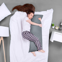 Full Body Pillow, Extra - Soft & Supportive Long Pillow For Sleeping, Grey - 20 X 54 Inch | Cooling, Foldable, Breathable, Hypoallergenic & Machine Washable | Adjustable Pillow
