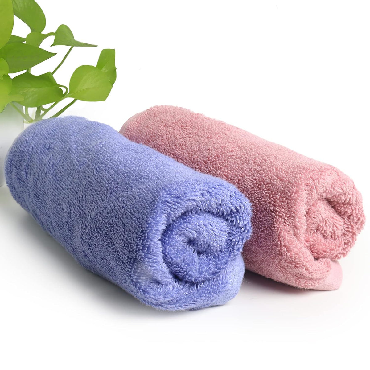 Heelium Bamboo Hand Towel 600 Gsm | Ultra Absorbent & Anti-Bacterial | 3x Softer Than Cotton Towels | Pack Of 2 - Peach & Iris