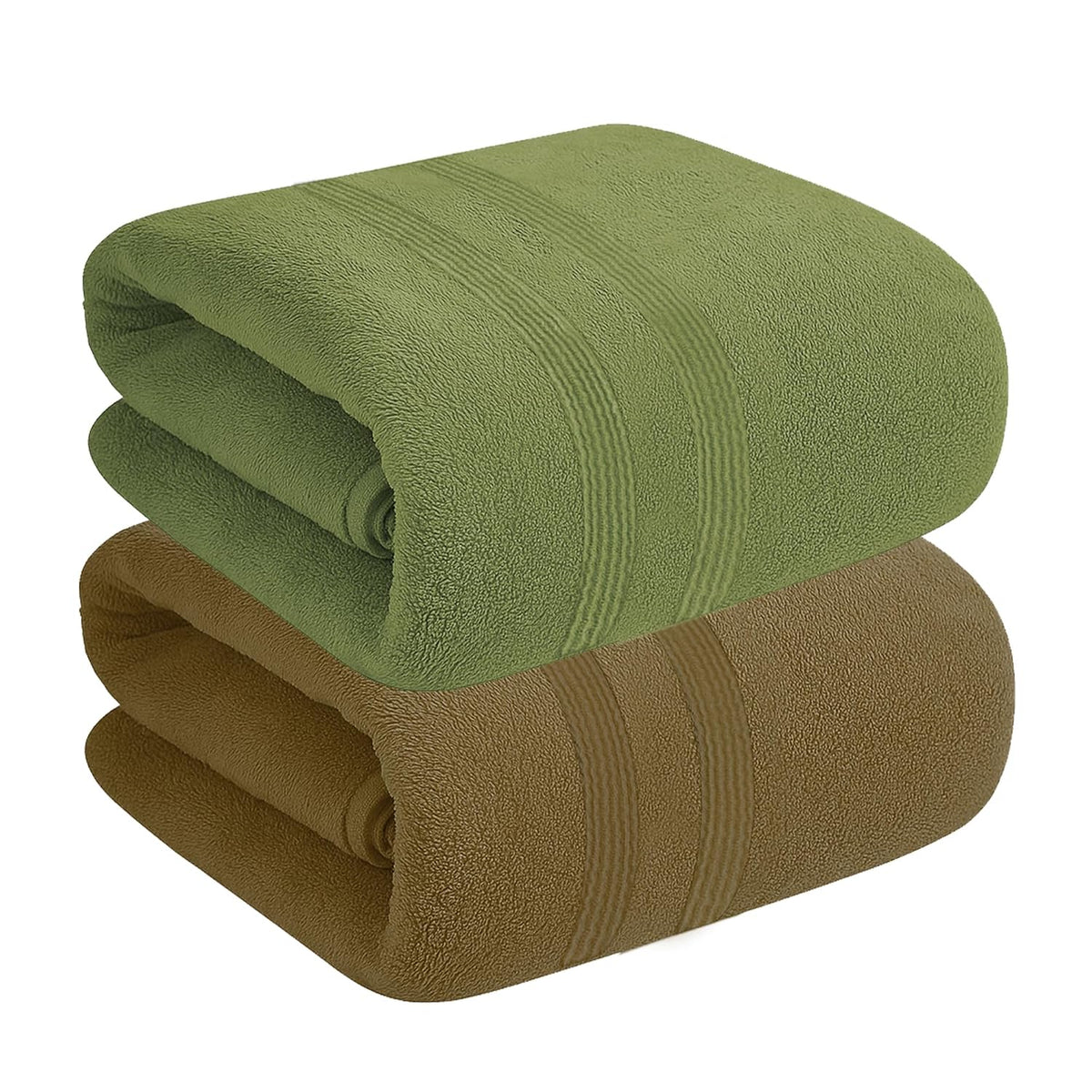 House Of Terry 100% Cotton Bath Towel 900 Gsm | Quick Dry, Fade-Resistant, Soft, Lightweight & Absorbent For Men & Women Large Size Towel (Brown & Olive Green) - 2 Pcs