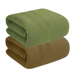 House Of Terry 100% Cotton Bath Towel 900 Gsm | Quick Dry, Fade-Resistant, Soft, Lightweight & Absorbent For Men & Women Large Size Towel (Brown & Olive Green) - 2 Pcs