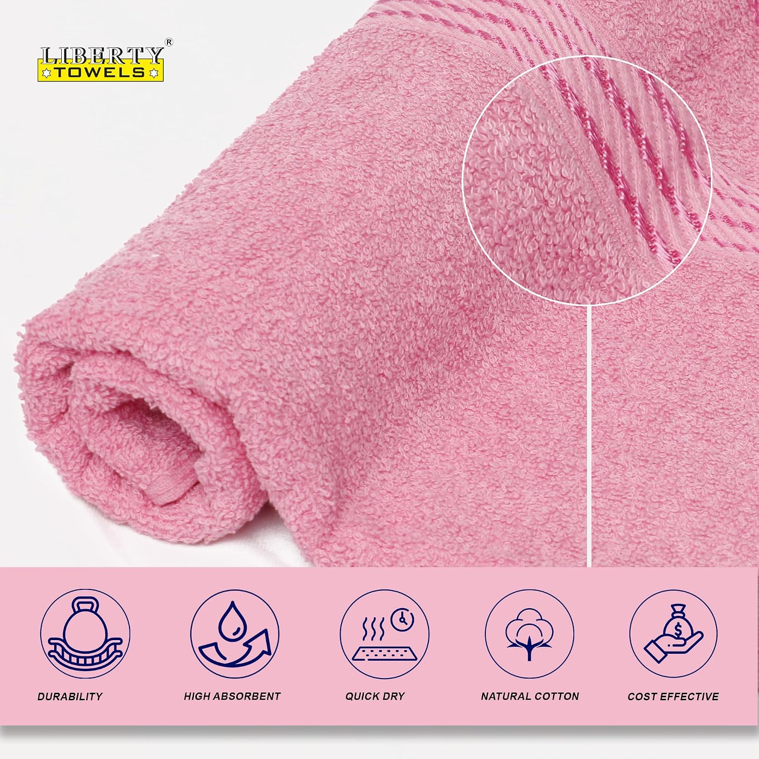 Liberty Towels Medium Size Bath Towel 450 Gsm | Soft, Quick Dry, Super Absorbent Turkish Towel For Bathroom, Gym & Travel (Tango Pink)