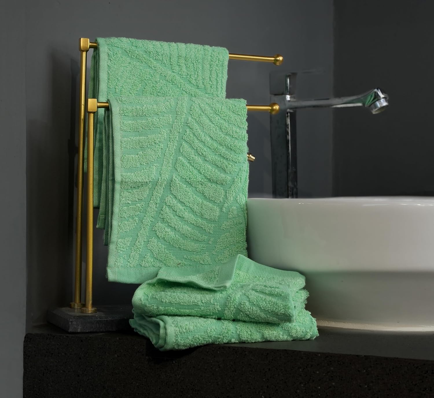 Musa Banana Face Towels 400 Gsm | Terry Face Towel With Free Bag | Super Soft & Ultra Absorbent Towels For Facewash (Ming Green)- Set Of 4
