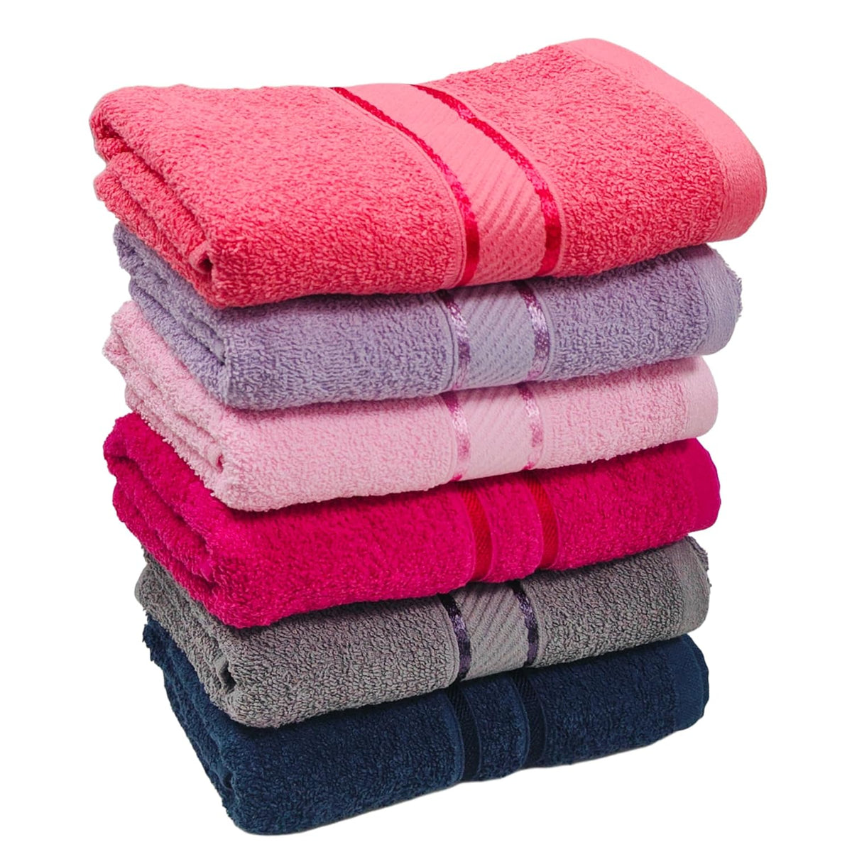 Cotton Bolls Textiles 100% Cotton Hand Towels 1200 Gsm | Ultra Soft, Highly Absorbent & Quick-Dry For Gym, Kitchen, Pool, Travel & Home Towel (Vibrant Multicolor) - Set Of 6