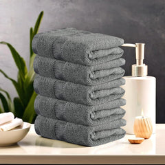 Kuber Industries Cotton Hand & Face Towels 800 Gsm | For Men & Women Easily Washable Workout Gym Napkins For Men | Pocket Towel - Grey (Pack Of 5)