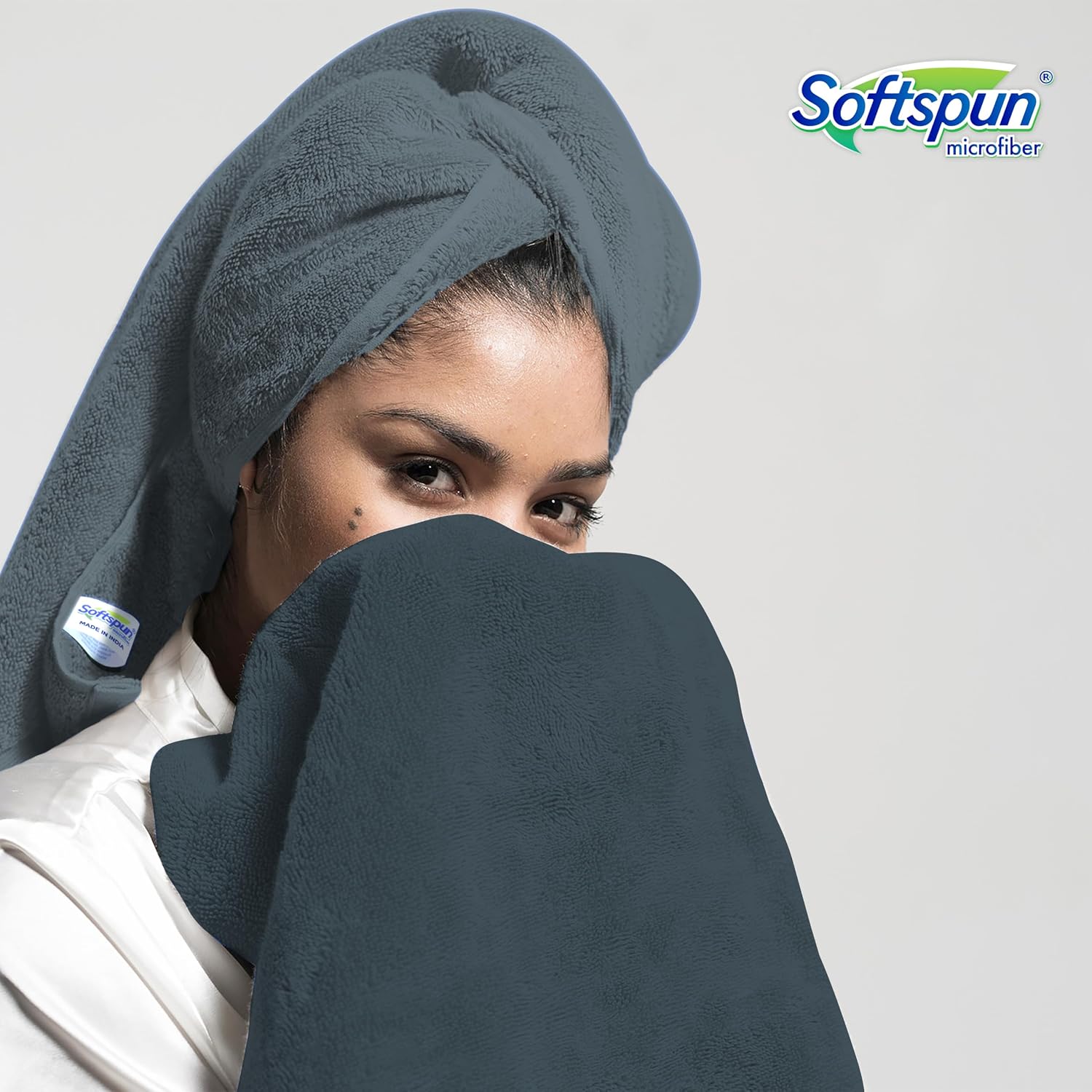 Softspun Microfiber High Loop Hair & Face Care Bath Towel 450 Gsm | Ultra Absorbent Super Soft & Comfortable Quick Drying Extra Large Towel (Grey)