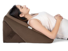 Memory Foam Bed Wedge Pillow For Sleeping, Wedge Pillow, Brown - Standard Size - 22 X 22 X 12 Inch | Wedge Pillow For Back Support, Acid Reflux, Snoring, Pregnancy, Adjustable Pillow