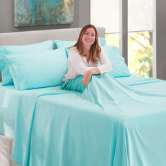 Premium Plain Single Bedsheet With 1 Pillow Cover - Size 60 X 90 Inches, Aqua | 300 Thread Count Microfiber For Single Bed