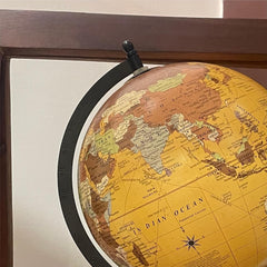 Antique Educational Rotating Geography Globe ( Yellow, World Map) With Metal Arc & Wood Round Stand For Gifting, Home Decor Office Table, Suitable For Kids & Student Learning, Pack Of 1