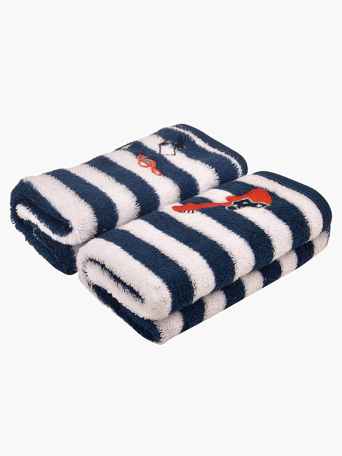 My Milestones 100% Cotton Hand Towel 400 Gsm | Ultra Soft Attractive Embroidery Appliques Cotton Soft, Absorbent Hand Towel Perfect For Face (Set Of 2)- Navy/White