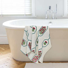 Easygoods Waffle Bath Towel Beautiful Pure Cotton Hand Block Printed Soft Water Absorbent Floral Printed Towels 250 Gsm (Sea Green)