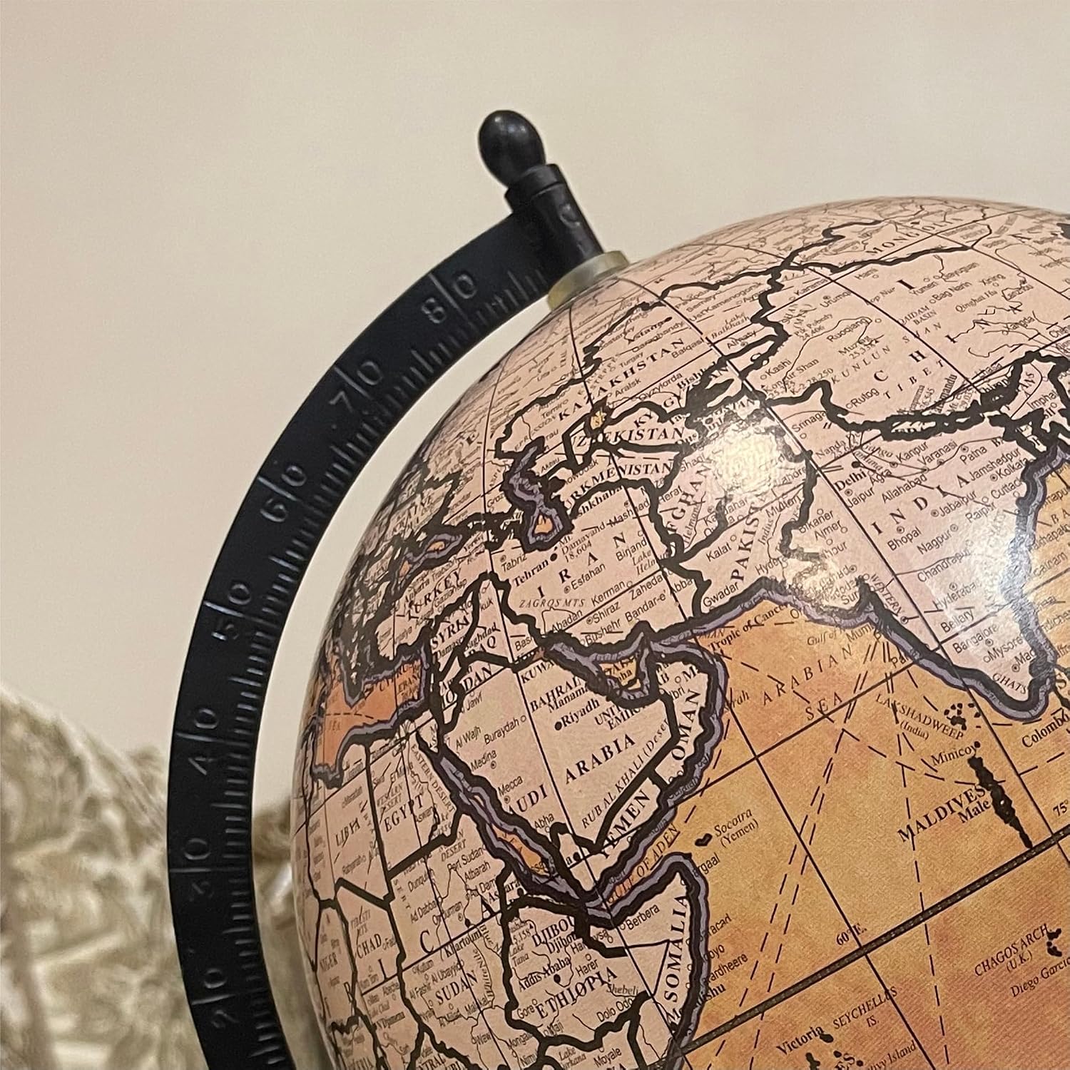 Antique Decorative Spinning World Globe 8 Inch Diameter With Black Stand For Home & Office Decor, Kids & Student Learning, Gift, Political Map, Show Piece, Pack Of 1