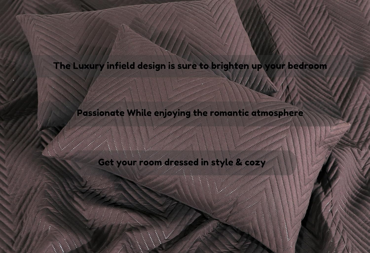 Luxurious Bedsheet For Double Bed With 2 Pillow Cover + 2 Cushion Cover - 90 X 100 Inches, Coffee | All Weather 5 Pcs Glace Cotton Ultrasonic TC - 280