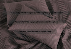 Luxurious Bedsheet For Double Bed With 2 Pillow Cover + 2 Cushion Cover - 90 X 100 Inches, Coffee | All Weather 5 Pcs Glace Cotton Ultrasonic TC - 280