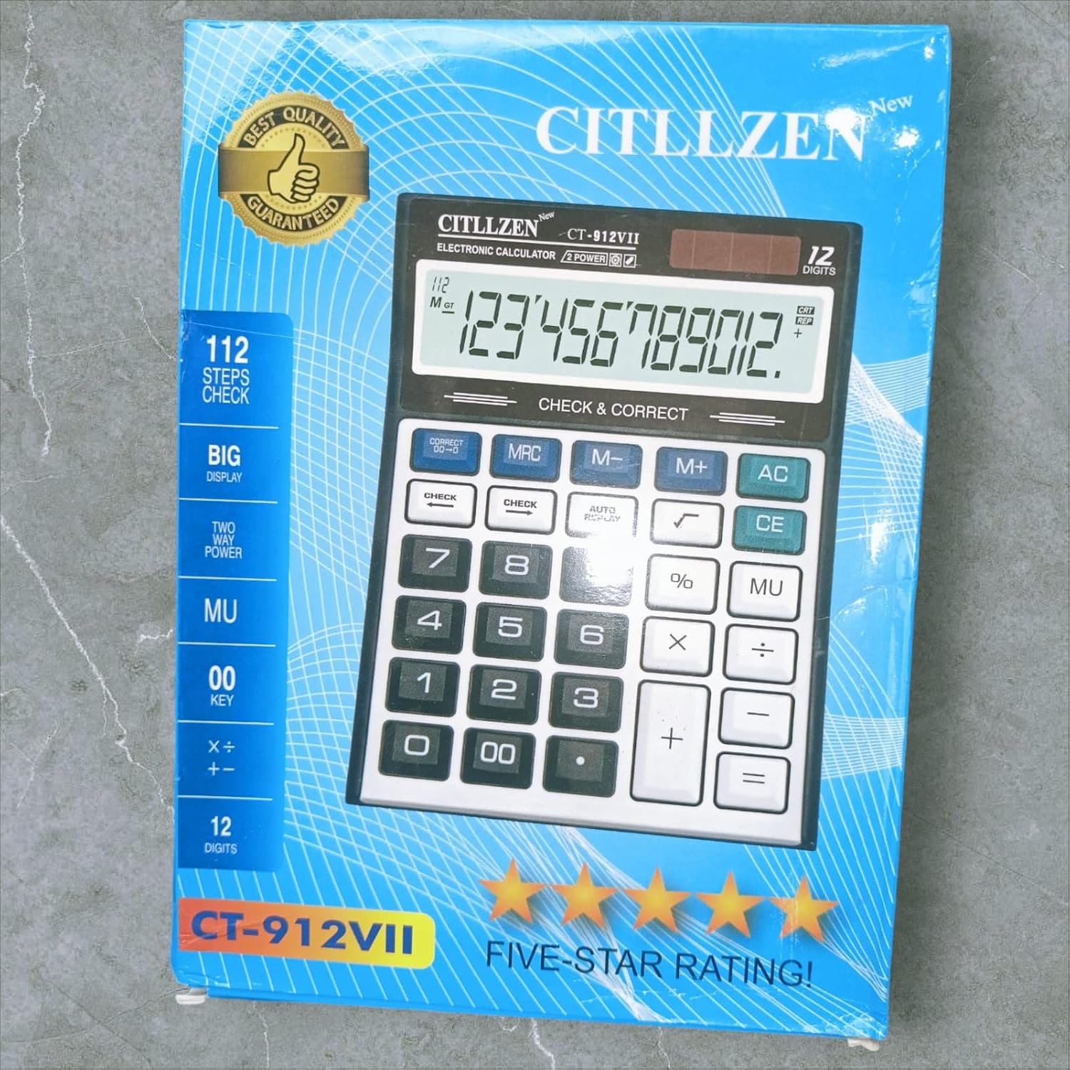 Reet- Electronic Calculator CT-912VII |12 Digit Big Display |112 Steps Check | Addition, Subtraction, Multiplication, Division