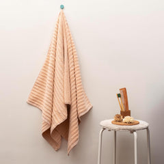 Vilasiya 100% Cotton Elace Ribbed Style Bath Towel 600 Gsm | Zero Twist Yarn Luxurious Soft, Extra Absorbent & Plushy (Peach)