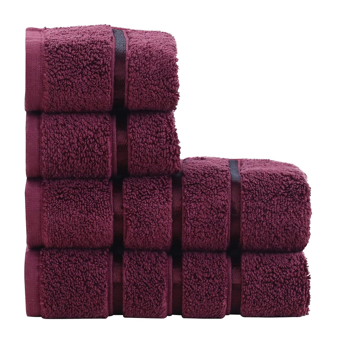 Spread Spain Roman 100% Cotton Bath Towel 600gsm | Super Absorption Quick Dry Large & Small Towel Set - Marsala (Set Of 4)