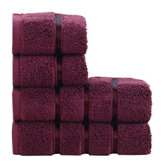Spread Spain Roman 100% Cotton Bath Towel 600gsm | Super Absorption Quick Dry Large & Small Towel Set - Marsala (Set Of 4)