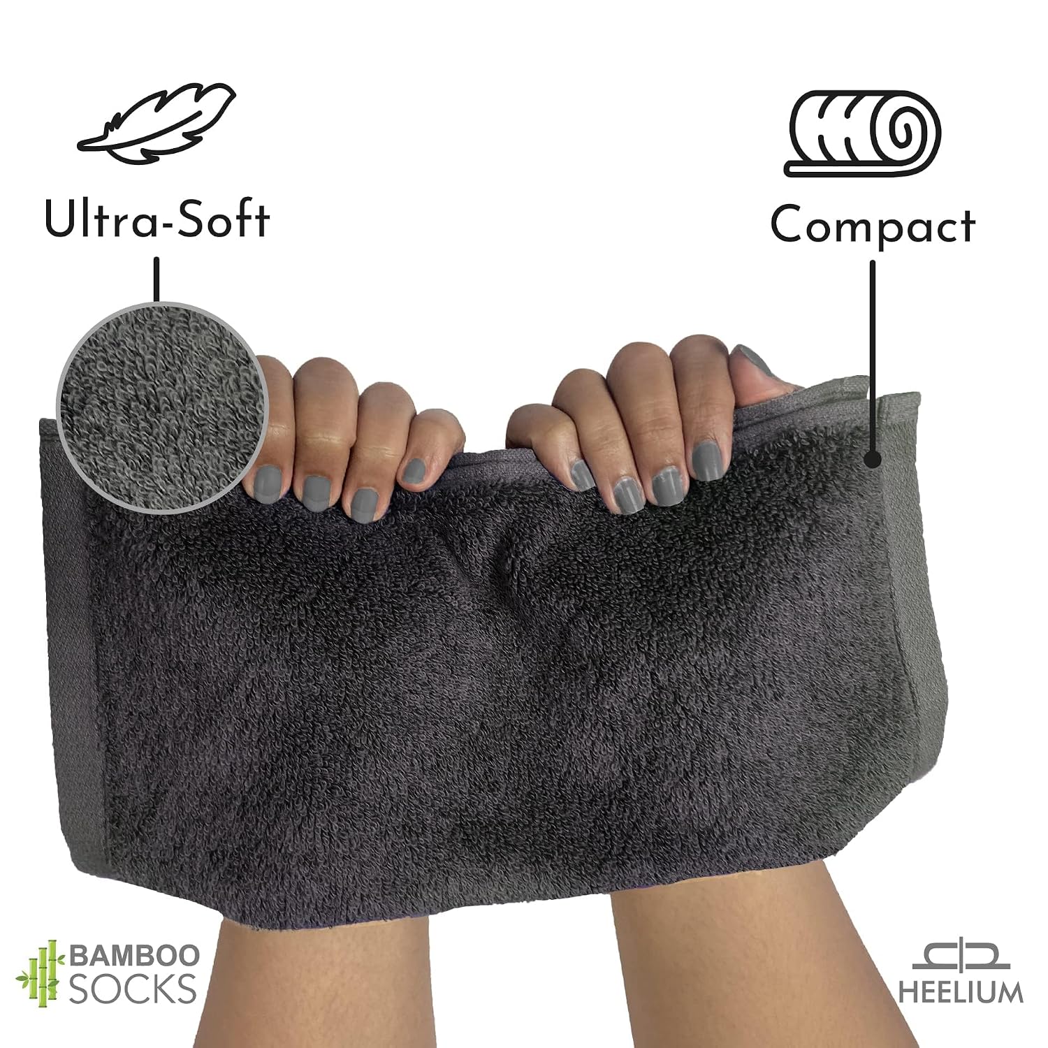 Heelium Bamboo Face Towel 600 Gsm | Ultra Absorbent & Odour-Free 3x Softer Than Cotton Towels | Pack Of 3 -Blue, Grey & White