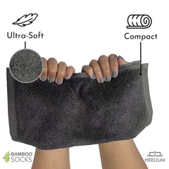 Heelium Bamboo Face Towel 600 Gsm | Ultra Absorbent & Odour-Free 3x Softer Than Cotton Towels | Pack Of 3 -Blue, Grey & White