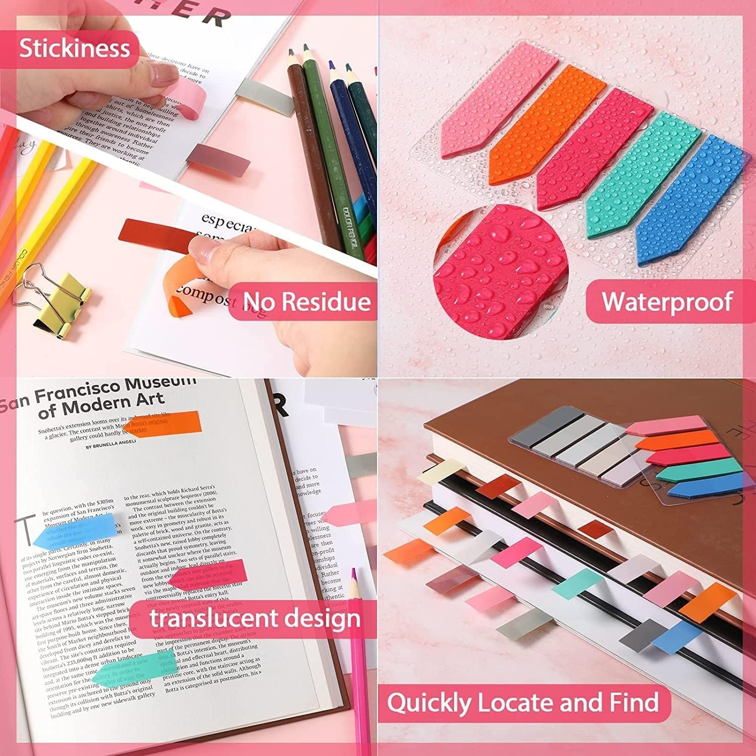 200 Pieces Pastel Color Page Markers Sticky Index Tabs Sticky Tabs Arrow Flag Tabs, Small Sticky