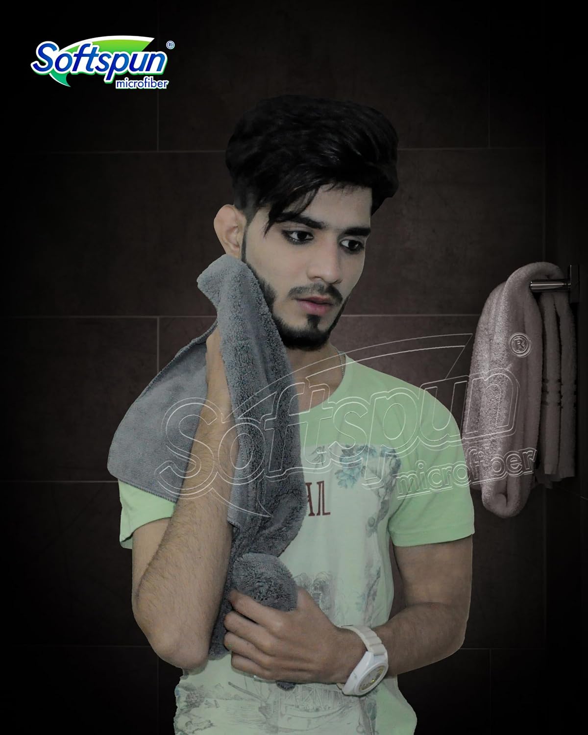 Softspun Microfiber Towels 380 Gsm | High Loop Gym & Sports For Men & Women Fast Drying Super Absorbent Lightweight (Grey)