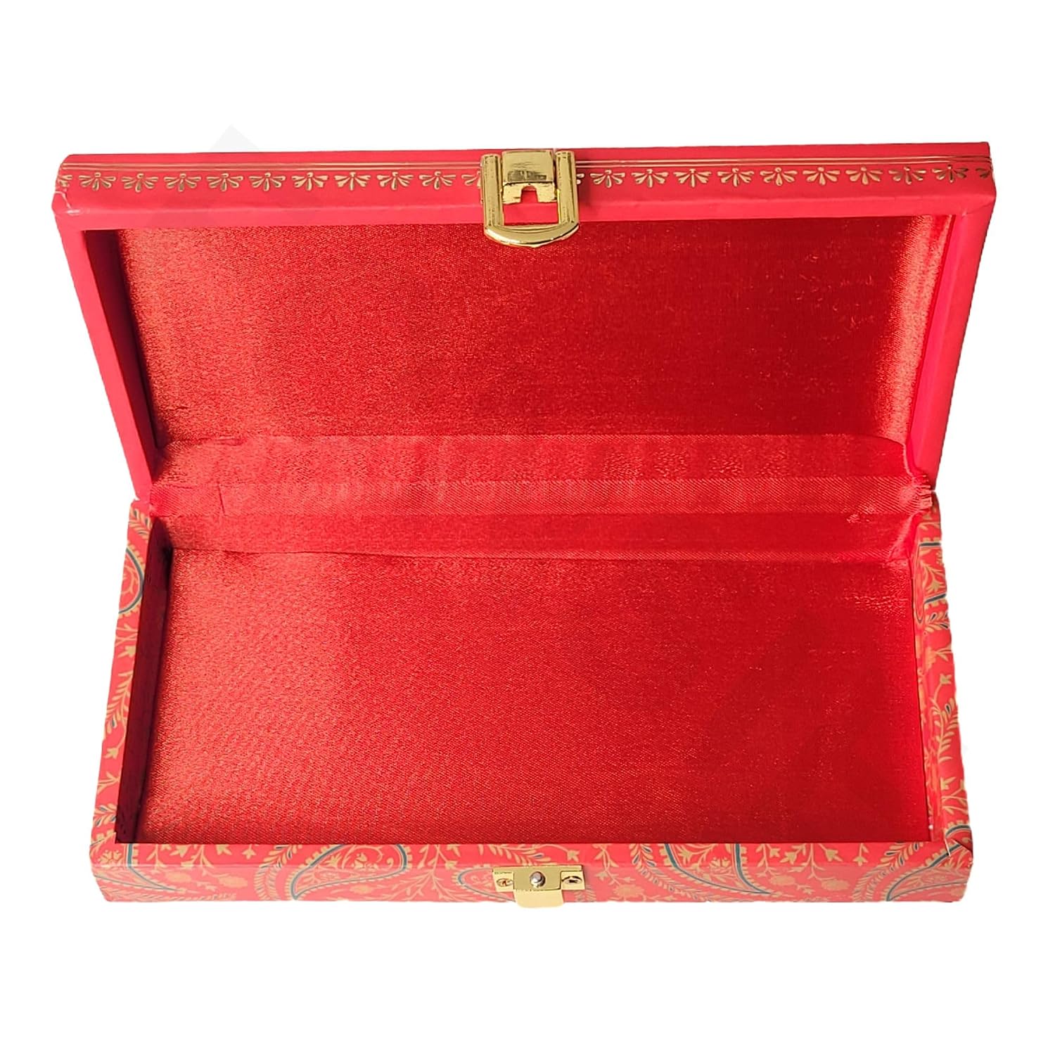 Fancy Shagun Cash Box Or Gaddi Box For Gifting Money On Wedding, New Born Baby, Ring Ceremony Pattern1pc, Material - Wood, Colour - Red Ambiyan