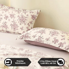 1 King Size Bedsheet With 2 Pillow Covers | 98 X 108 Inches, Light Purple & White | Perfect Gifts Wedding Anniversaries, Ceremonies & Special Festivals