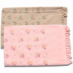 100% Printed Thin Towel 700 Gsm | Quick Dry & High Absorbent Thorthu Bath Cotton Towels (Brown & Pink) - Set Of 2