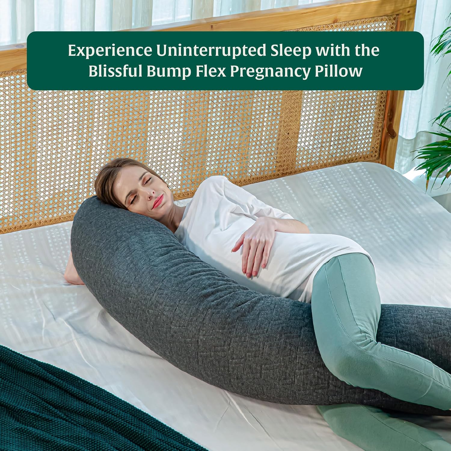 Pregnancy Pillow For Pregnant Women, Maternity Pillow For Pregnancy Sleeping - 60 L X 9 W Inch | J Shape Pillow, Gift -Long Pillow | Side Pillow, Body Pillow, Shredded Memory Foam Pillow